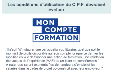 Nouvelles évolutions des conditions d’utilisation du CPF