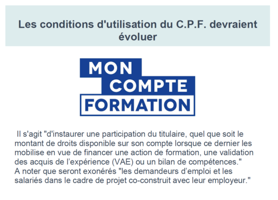 Evolutions du CPF